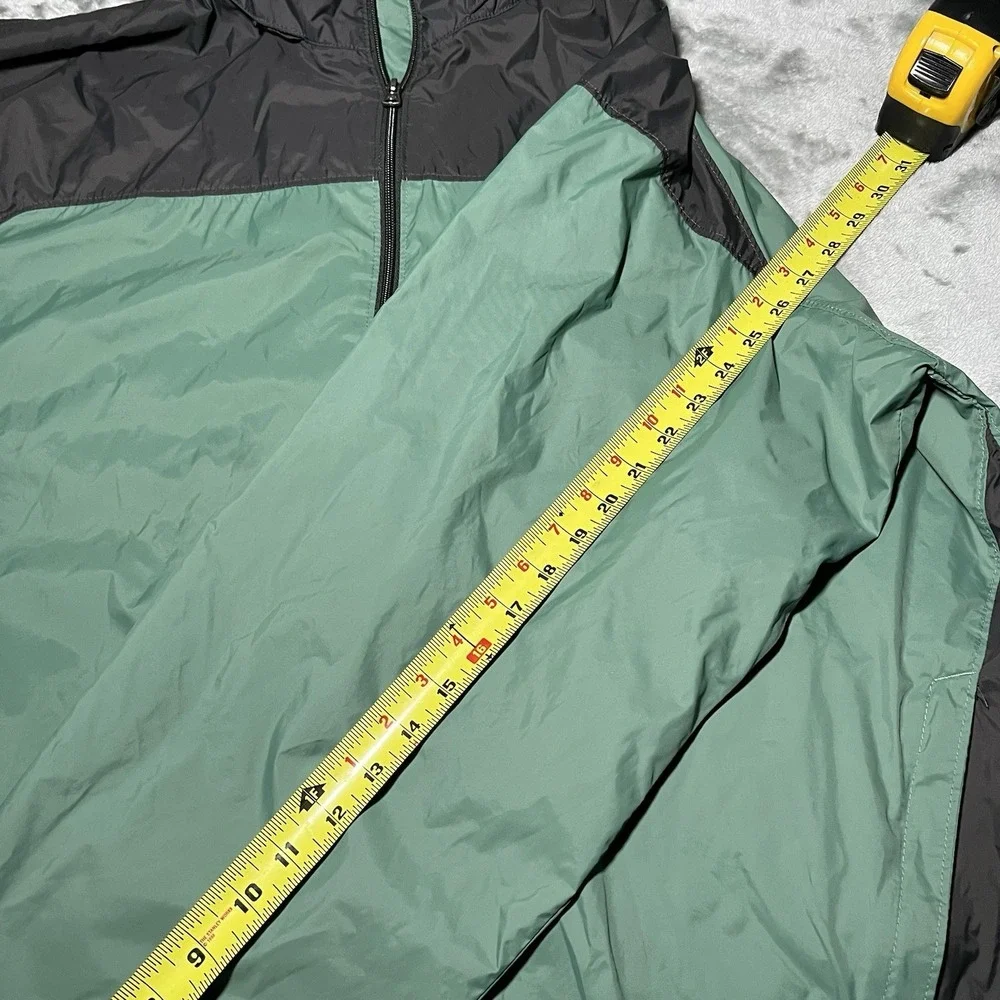 Columbia Jacket Men Size XL Windbreaker Green/Gray Zipper Front Rain Jacket